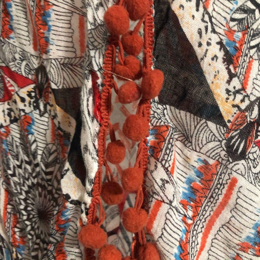 Soft surroundings Boho Aztec one size rayon poncho spring festival cottagecore - Picture 8 of 11